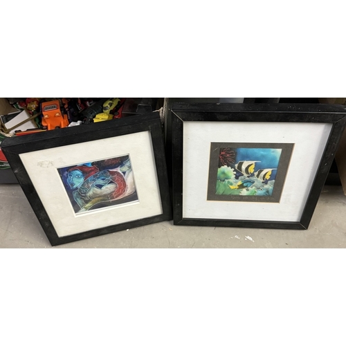 671 - 2 modern framed prints including angel fish