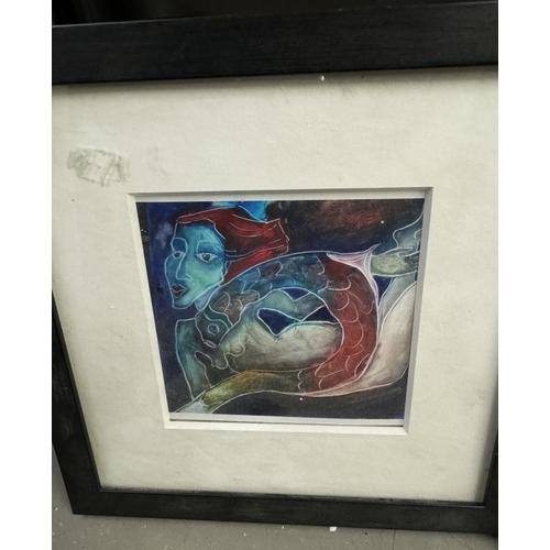 671 - 2 modern framed prints including angel fish