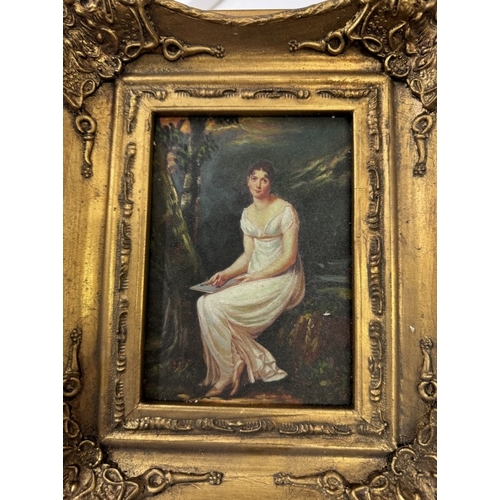 677 - A gilt framed enhanced print of a lady