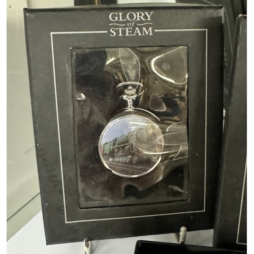 679 - 2 Glory Of Steam pocket watches & A pair of cufflinks