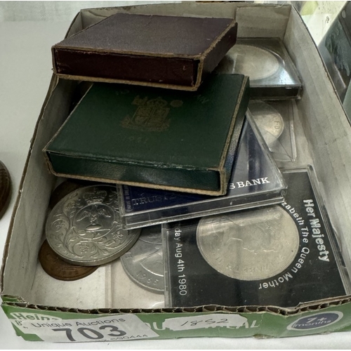 703 - A tray of mixed coins including crowns & 1951 Festival Of Britain