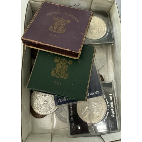 703 - A tray of mixed coins including crowns & 1951 Festival Of Britain