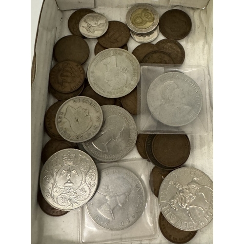 703 - A tray of mixed coins including crowns & 1951 Festival Of Britain