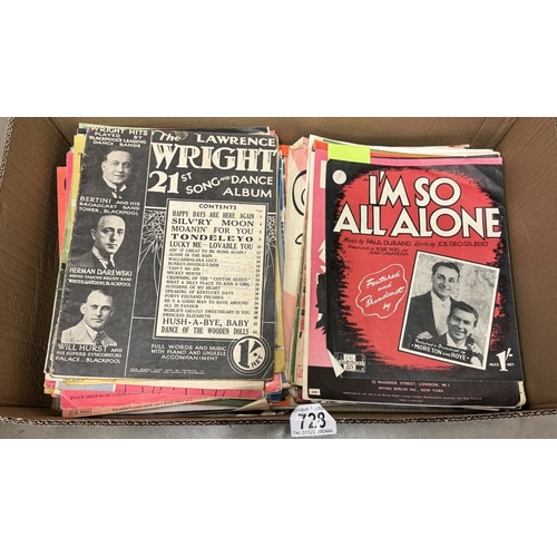 728 - A box of early music book magazines including Gracie Fields