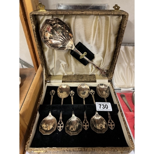 730 - 2 Silver plate spoon sets & 1 other