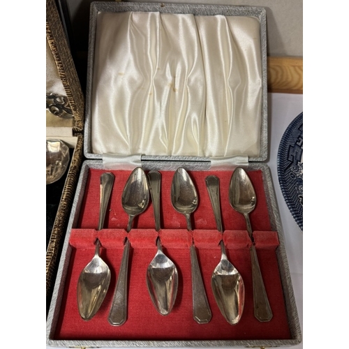 730 - 2 Silver plate spoon sets & 1 other