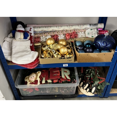 739 - 2 Shelves of Christmas related items