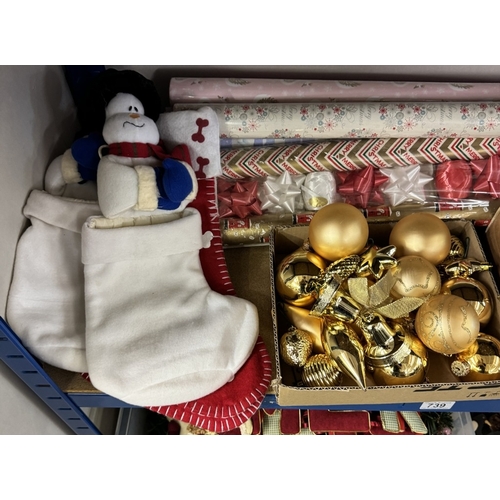 739 - 2 Shelves of Christmas related items