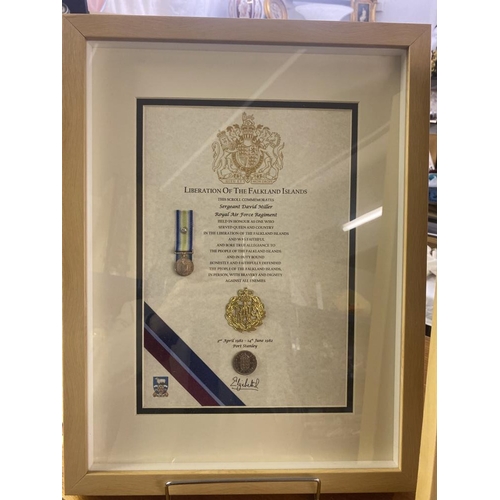 778 - 2 framed and glazed certificates Liberation of the Falkland Islands 1982 and The Oath of Allegiance ... 