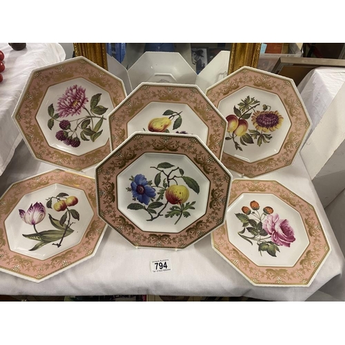 794 - 6 Spode cabinet plates No 1-6 in a series