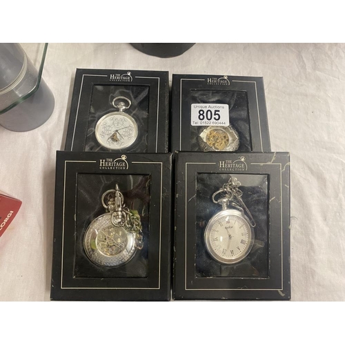 805 - 4 Atlas Edition Heritage Pocket Watch Collection watches in boxes