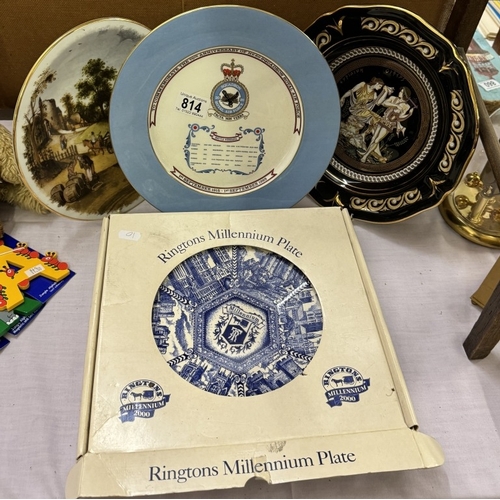 814 - 4 collectors plates, including boxed Ringtons and 70th anniversary of no.20 squadron RAF