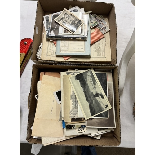 832 - A box of black and white photos, negatives, postcards  etc