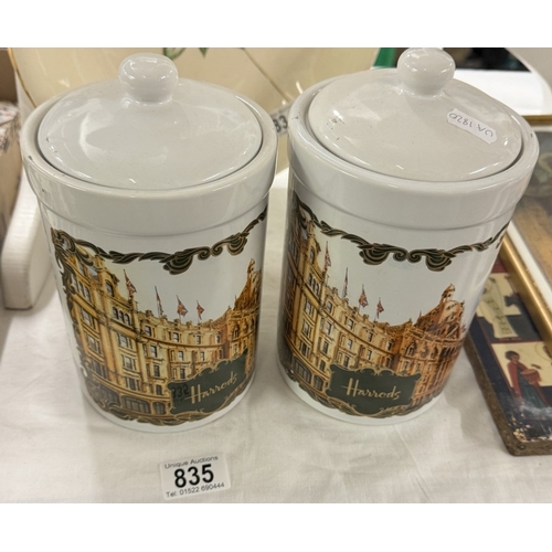 835 - 2 Harrods lidded jars