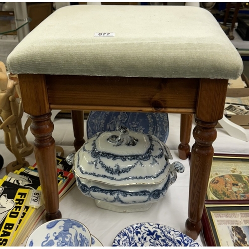 877 - A pine dressing table stool