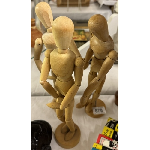 878 - 3 jointed wooden artists models