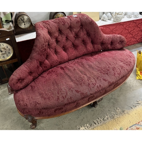 893 - A 19th century mahogany framed button back salon sofa