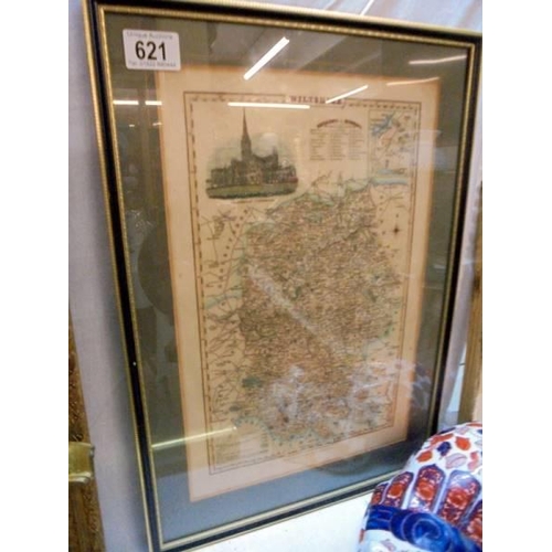 621 - A framed and glazed map of Wiltshire, COLLECT ONLY.