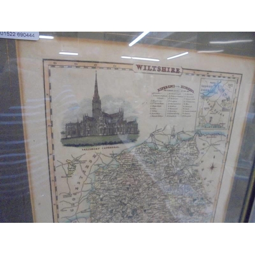 621 - A framed and glazed map of Wiltshire, COLLECT ONLY.