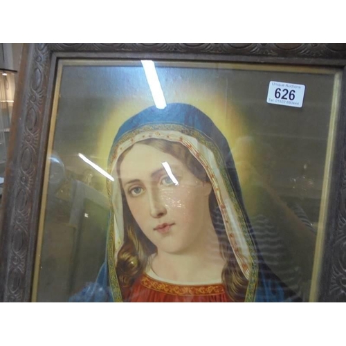 626 - A framed and glazed print of The Virgin Mary, COLLECT ONLY.