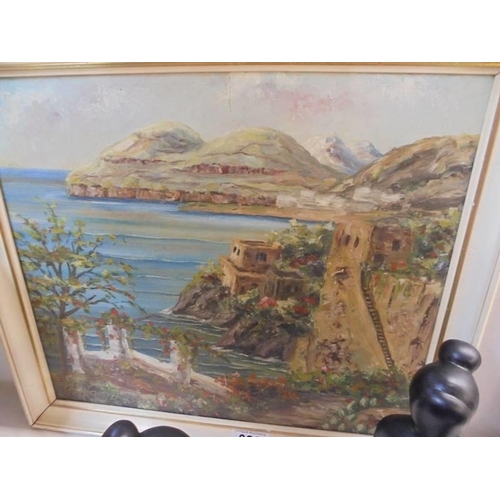 628 - An oil on canvas coastal scene, COLLECT ONLY.