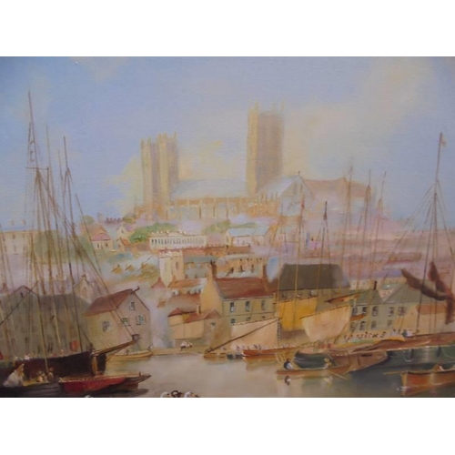 633 - An oil on canvas painting of Lincoln Brayford, COLLECT ONLY.