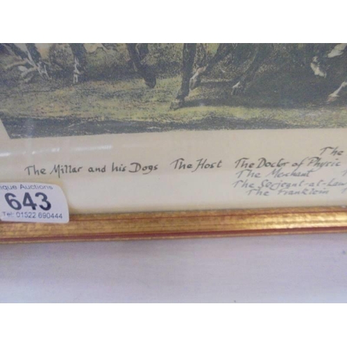 643 - A pair of 19th century framed and glazed engravings including 'Pilgrim to Canterbury'. COLLECT ONLY.