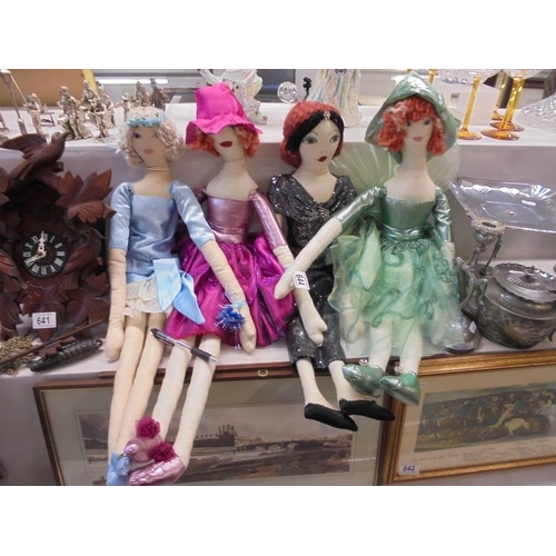 644 - Four hand made art dolls.