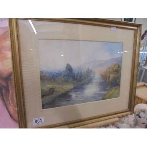 660 - A framed and glazed rural watercolour, COLLECT ONLY.