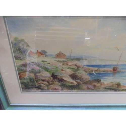 658 - A framed and glazed watercolour 'At Luscombe Isle of Wight' signed Gordon Ray, COLLECT ONLY.