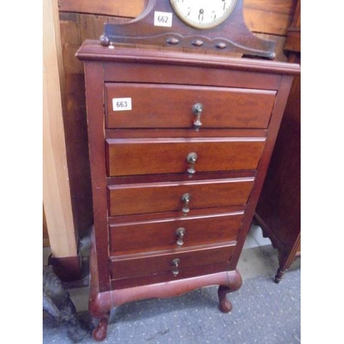 663 - A good mahogany five drawer chest, COLLECT ONLY.