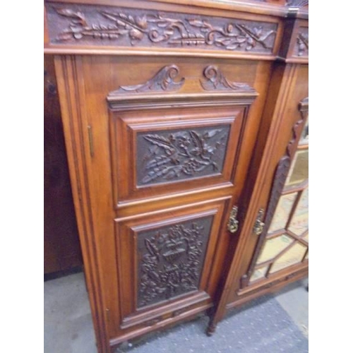 665 - A superb Edwardian mahogany mirror backed display cabinet, COLLECT ONLY.