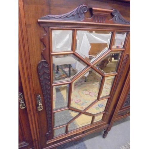 665 - A superb Edwardian mahogany mirror backed display cabinet, COLLECT ONLY.