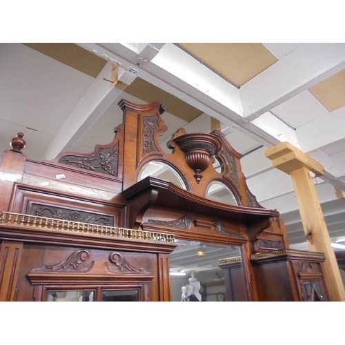 665 - A superb Edwardian mahogany mirror backed display cabinet, COLLECT ONLY.