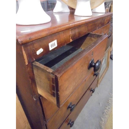 666 - A Victorian mahogany two over three chest of drawers, COLLECT ONLY.