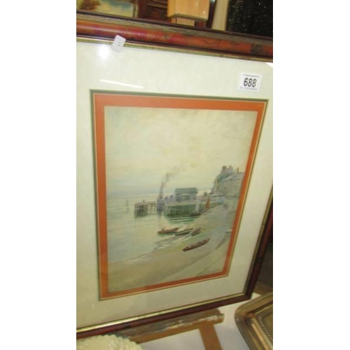 688 - A good framed and glazed early 20th century watercolour signed T Miller Marshall, COLLECT ONLY.