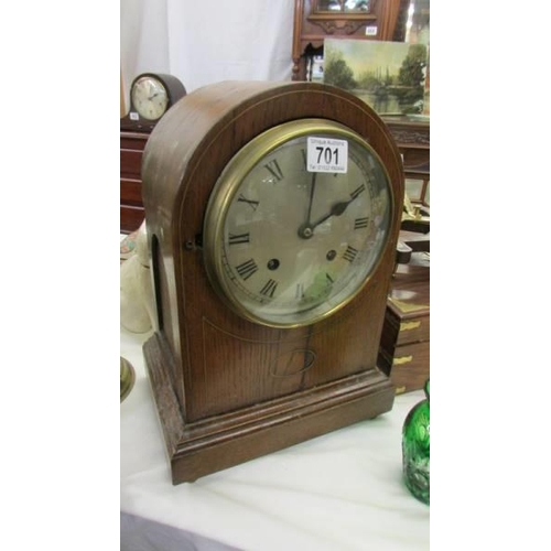 701 - A good Edwardian oak eight day mantle clock.