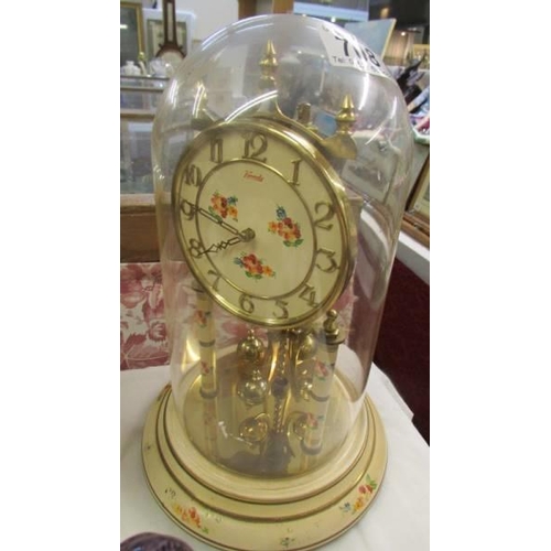 708 - A Kundo anniversary clock under dome, COLLECT ONLY.