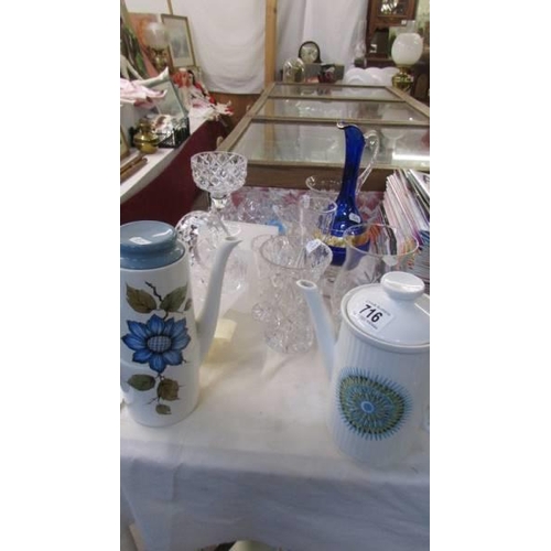 716 - A good lot of cut glass and two Doulton coffee pots. COLLECT ONLY.