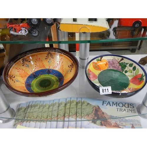 811 - Two hand painted continental ceramic bowls.