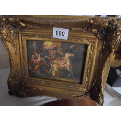 880 - A gilt framed over painted print.