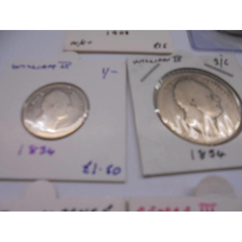 1102 - Three George III silver coins, a George IV silver coin, 4 William IV silver coins and 3 Edward VII s... 