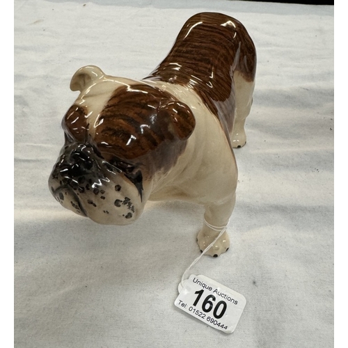 160 - Pottery Bull dog figure BESWICK ceramic BULLDOG in excellent condition mid 20c 8” long.