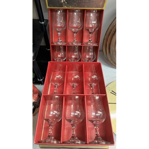 12 - 3 boxed sets of wine glasses and flutes