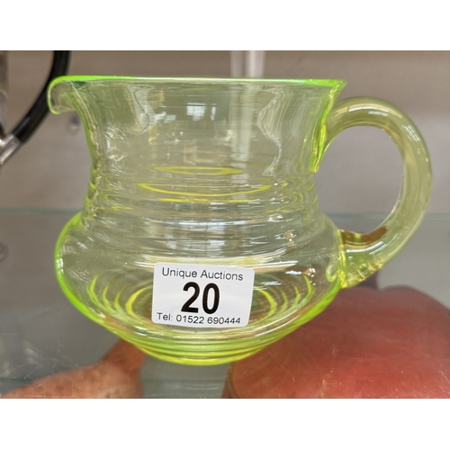 20 - An art deco green uranium glass jug