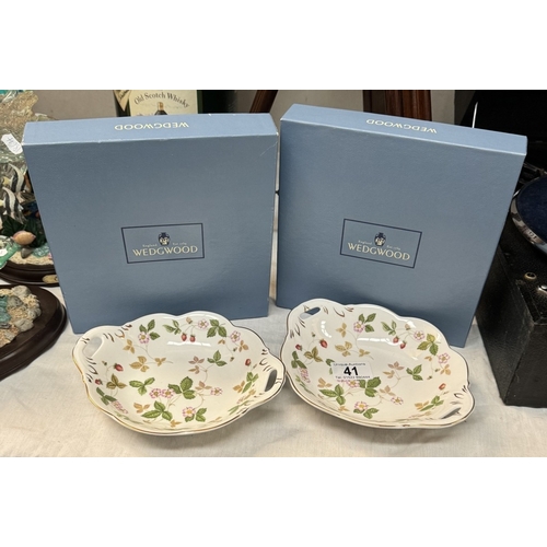 41 - 2 boxed Wedgwood wild strawberry dishes