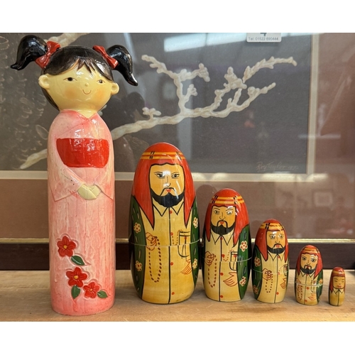 5 - 2 Russian nesting dolls, a Geisha figure etc