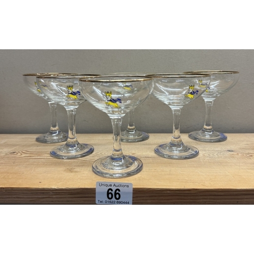 66 - 6 Babycham glasses