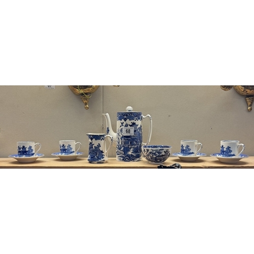 68 - A blue willow coffee set & A 14 piece part tea set.