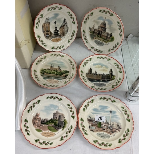 78 - 6 Wedgwood Christmas plates 1980 through to 1985